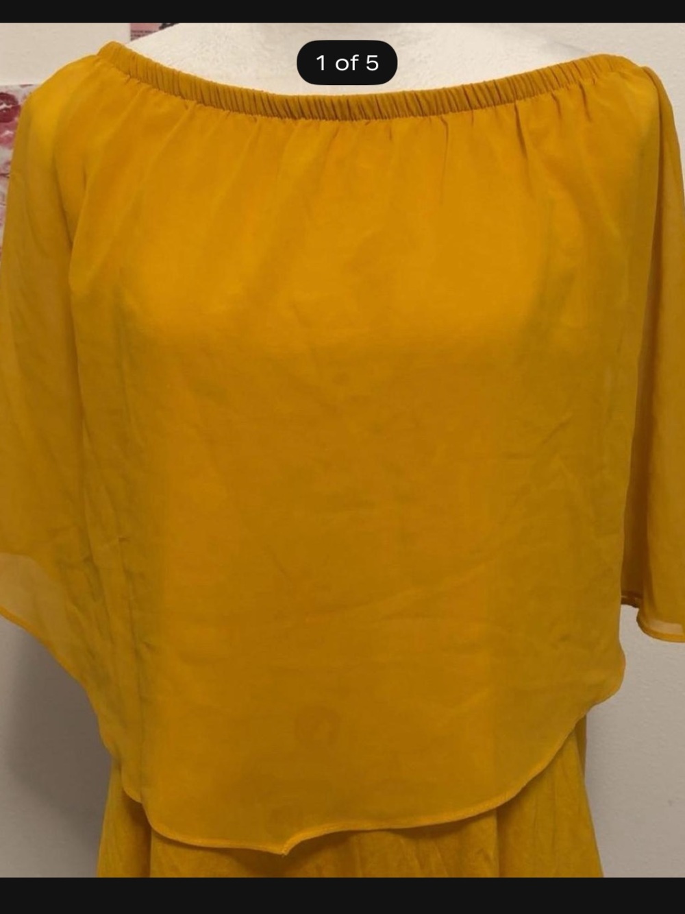 Thalia Sodi Mustard Yellow Off-Shoulder Short Sleeve Top